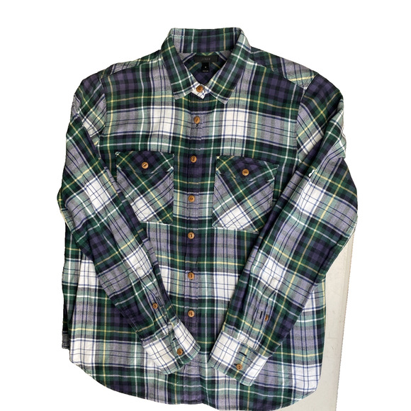 J Crew Flannel Womens Sz 6 Green White Blue Plaid Casual Long Sleeve Cozy Shirt - Picture 6 of 6